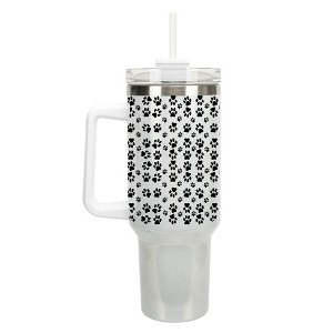 Elanze Designs Puppy Dog Pawprint Pet Love 40 oz. Stainless Steel, Large Water Bottle Coffee Mug, Spill & Leak Resistant, Thermal Travel Tumbler with - 1 of 1