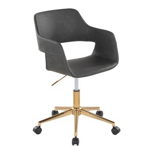 TiramisuBest Contemporary Grey Faux Leather Task Chair: Adjustable Height, 360¡ã Swivel, Cushioned, Gold Base - 1 of 4