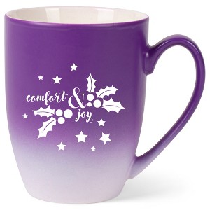 Elanze Designs Comfort & Joy Two Toned Ombre Matte Purple and White 12 ounce Ceramic Stoneware Coffee Cup Mug - 1 of 4