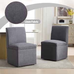 MOONMISS 360 Degree Swivel Upholstered Dining Chairs Set of 2 Swivel Dining Room Chairs Kitchen Chairs Casters & Storage - 1 of 4