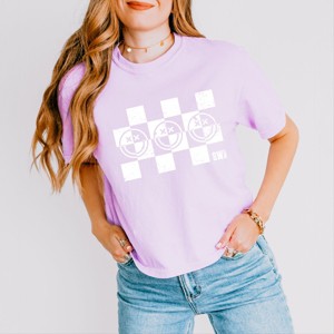 Simply Sage Market S.W.Smiley Checkered X Face Boxy Crop Top - 1 of 4
