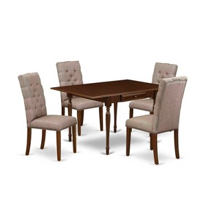 HomeStock 5-Pc Mahogany Finish Solid Wood Top - Rectangular Dining Room Set with Leaf - Seats 4 - 1 of 4