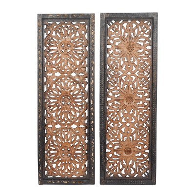 Traditional Wood Ornamental Decorative Wall Sculpture Brown - Olivia & May