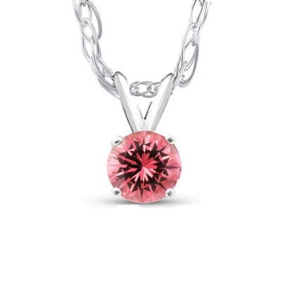 Pompeii3 1/5 Ct Pink Diamond Lab Created Solitaire Pendant 14k White Gold 18" Necklace