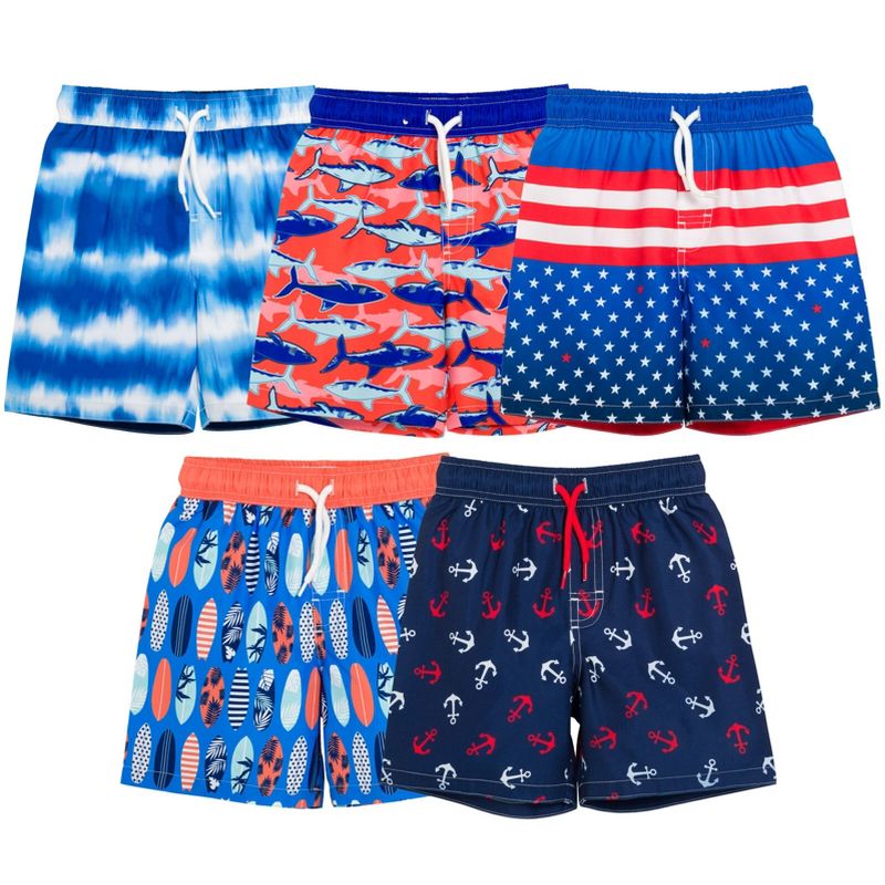 Dreamwave 5 Pack Swim Trunks Bathing Suits Infant to Toddler , 1 of 3
