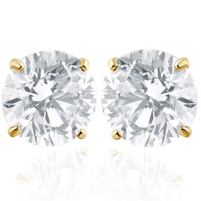 Pompeii3 2 Carat Lab Created Diamond Studs 14K Yellow Gold With Screw Backs