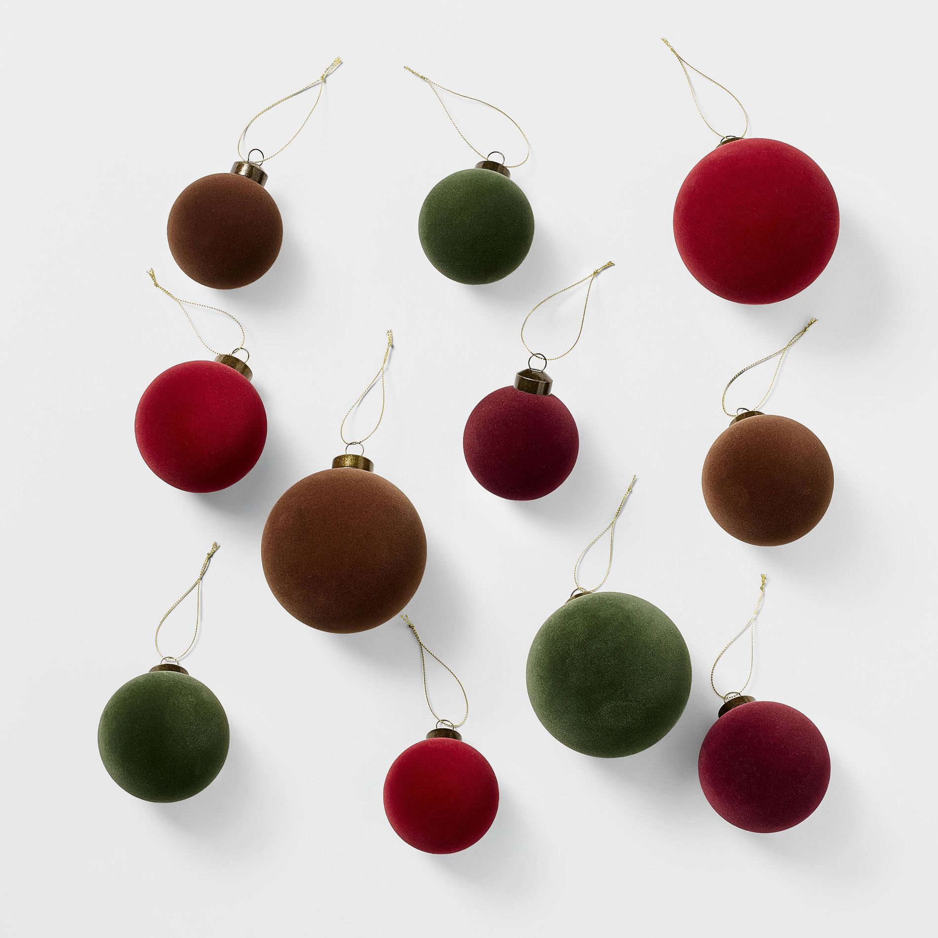 11pc Velvet Tree Ornament Sets Red/Burgundy/Green/Brown - Threshold™ designed with Studio McGee