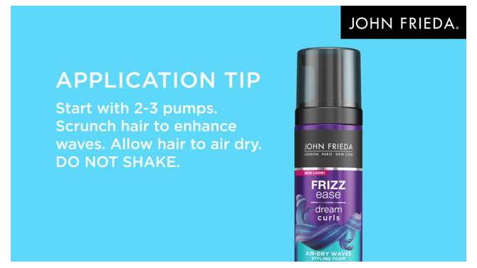 John Frieda Frizz Ease Air-Dry Waves Styling Foam, Dream Curls Defining Frizz Control, Curly Hair - 5 fl oz, 2 of 9, play video