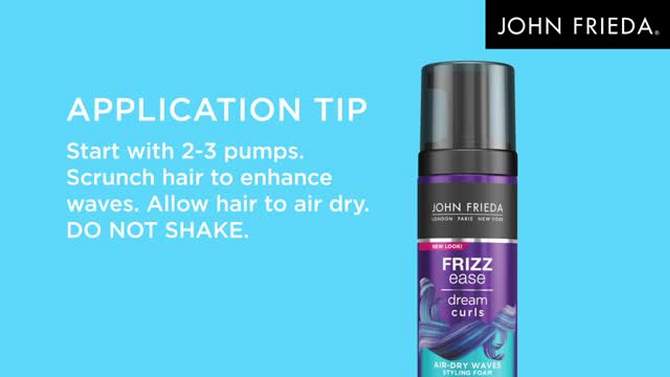 John Frieda Frizz Ease Air-Dry Waves Styling Foam, Dream Curls Defining Frizz Control, Curly Hair - 5 fl oz, 2 of 9, play video