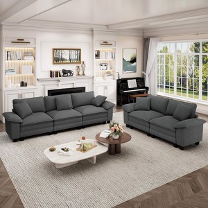 Captiva Designs Cloud Modular 5-Piece Sectional Sofa Set, Living Room Couch with Lounge Comfort, Corduroy & Chenille Fabric - 1 of 4