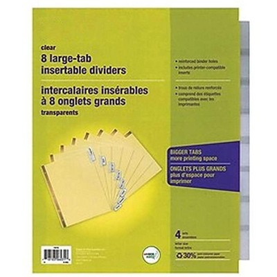 MyOfficeInnovations Big Tab Blank Paper Dividers 8-Tab Clear 4/Pack (13516/14482) 431424
