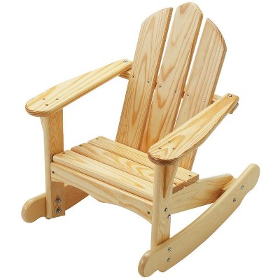 Little Colorado Solid Wood Easy Assembly Kids Classic Adirondack Rocking Lounge Chair for Indoor Play or Outdoor Furniture Use, Natural