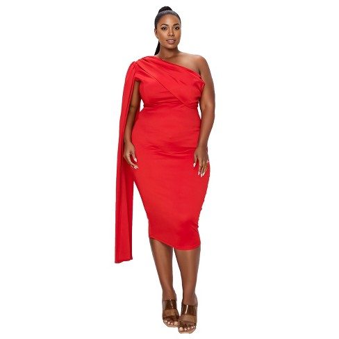 L I V D Women s Spade One Shoulder Cape Dress Red 2x Target
