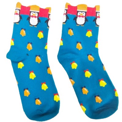 Cute Holiday Pattern Socks (Women's Sizes Adult Medium) - Blue / Medium / from the Sock Panda