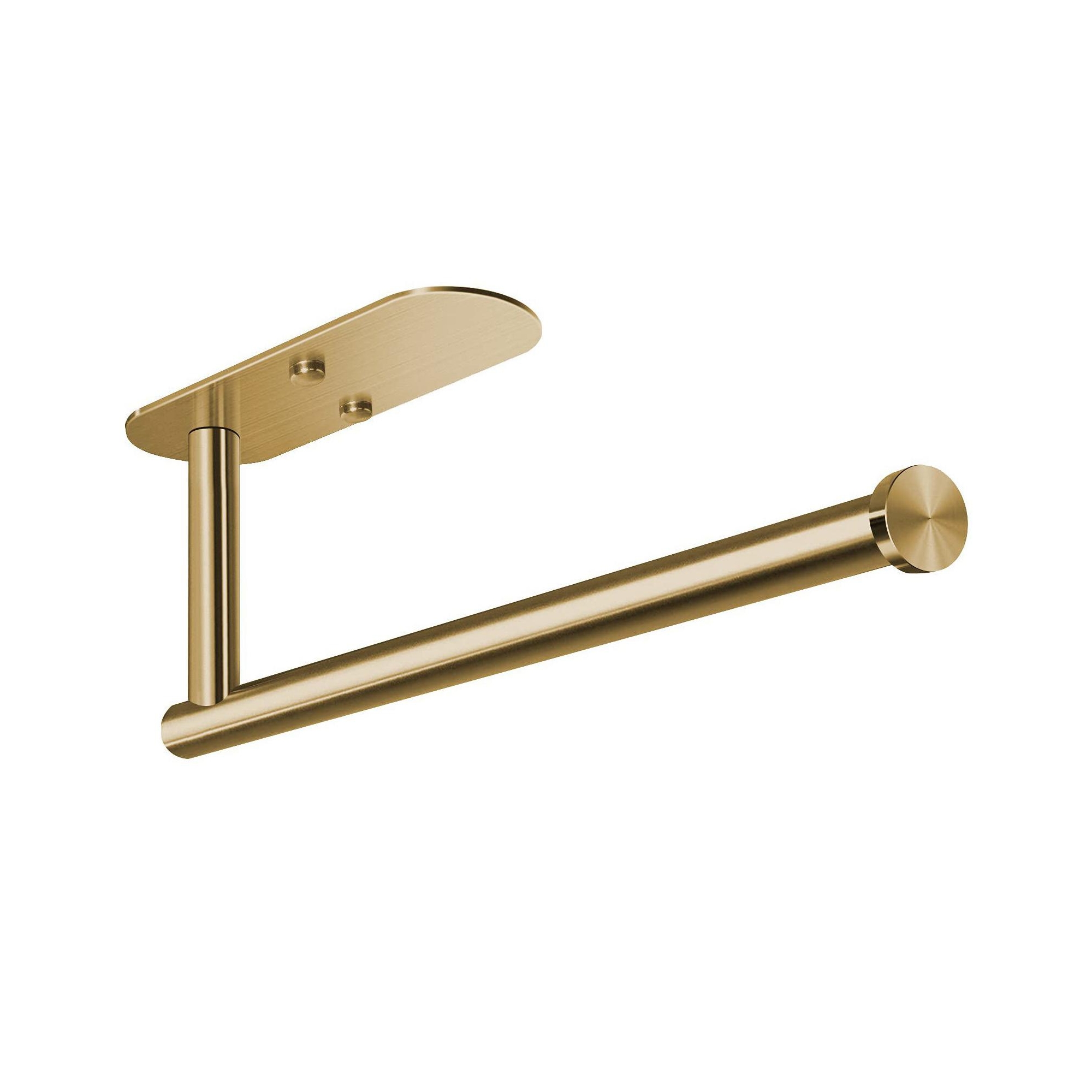 Aoibox Adhesive Under Cabinet Wall Mount Kitchen Paper Towel Holder, Stainless Steel Roll Holder for Smooth Surfaces (Gold)