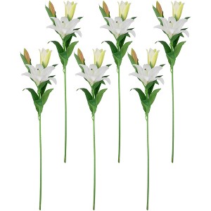 Northlight Real Touch™ White Artificial Lily Floral Stems, Set of 6 -38" - 1 of 4