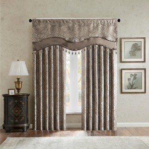 MAYEERTY 50x18" Jacquard Window Valance Navy - 1 of 4