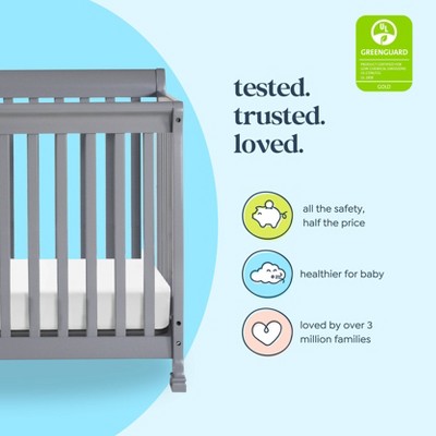 Gray Convertible Mini Crib with Twin Bed Option