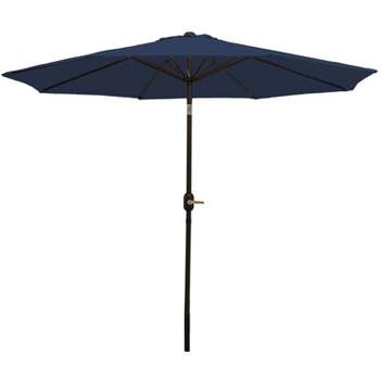 Sunnydaze Outdoor Aluminum Patio Table Umbrella with Polyester Canopy and Push Button Tilt and Crank - 9'
