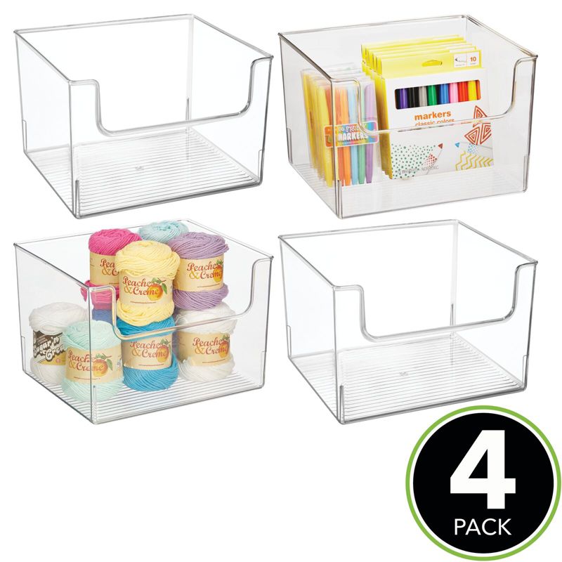 mDesign Plastic Open Front Craft and Sewing Organizer  - Clear, 2 of 7