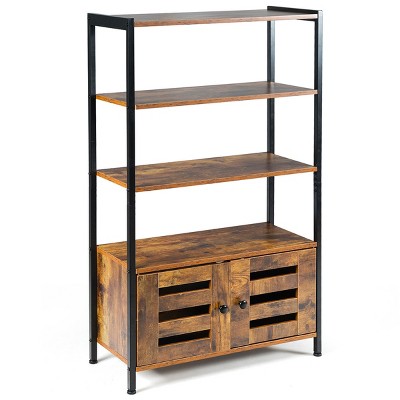 Costway Industrial Storage Cabinet Bookshelf Bookcase Bathroom Floor Cabinet W/3 Shelves