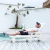 5 Level Adjustable Outdoor Chaise Lounge With Wood Texture,HDPE Patio Chaise Lounge,Patio Lounge Chair With Wheels And Cup Holder -Maison Boucle - 2 of 4