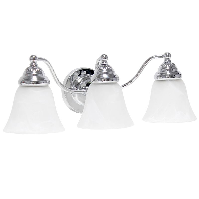 3 Light Curved Metal and Alabaster White Glass Shade Vanity Wall Light Fixture - Lalia Home, 4 of 10