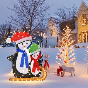 Costway Lighted Standing Penguins Artificial Christmas Decoration Pre-Lit 80 LED Bulbs - 1 of 4