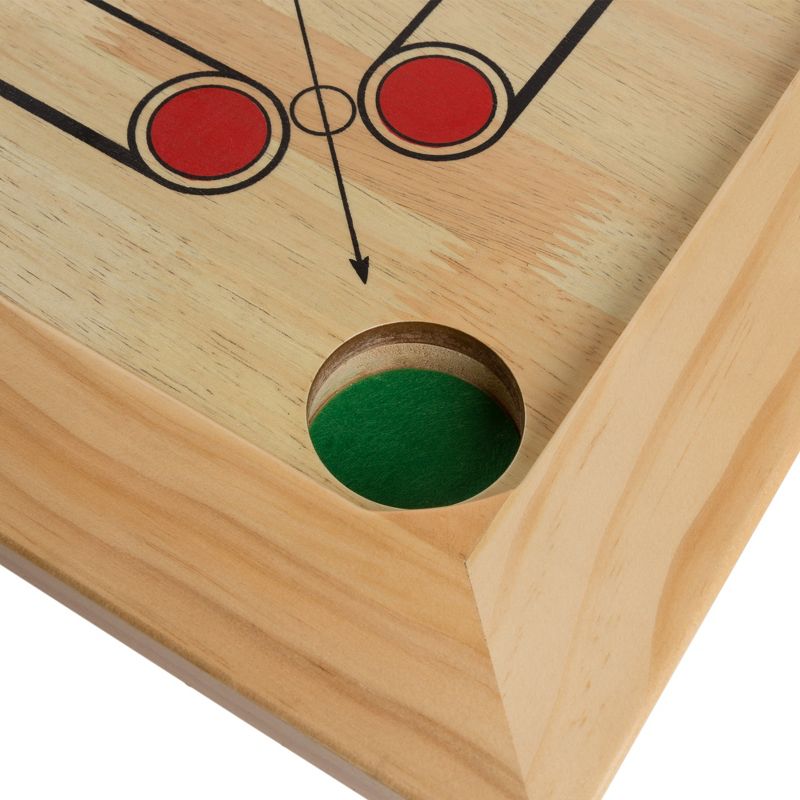 Toy Time Classic Carrom Strike-and-Pocket Tabletop Board Game With Cue Sticks, Coins, and Striker - Pine, 3 of 7