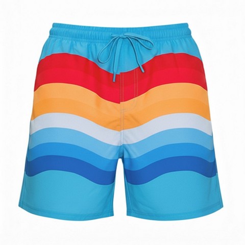 UZZI Amphibious Gear Men's Wavy Stripe Swim Suit | Light Blue Large