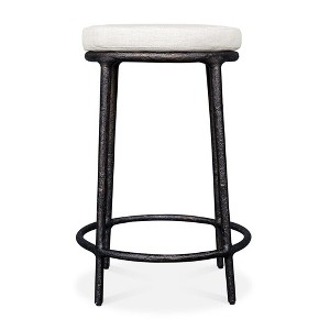 Uttermost Outdoor Counter Stool with Crescent Cloud Dancer Cushion - 1 of 4