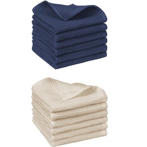 Unique Bargains Double-Sided Waffle Weave Cotton Absorbent Kitchen Towels 14" x 14" - 1 of 4