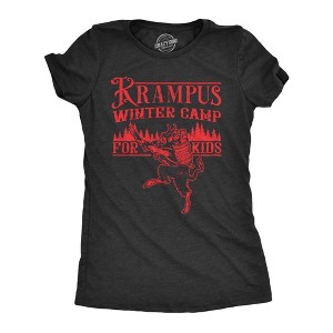 Womens Krampus Winter Camp For Kids T Shirt Funny Xmas Evil Santa Claus Monster Joke Tee For Ladies - Crazy Dog Women's T Shirt - 1 of 4