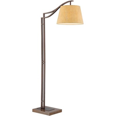 Tahoe 60" Bronze Metal & Faux Leather Industrial Arc Floor Lamp
