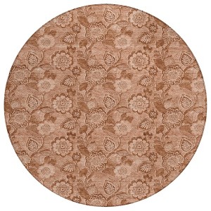 Terra Cotta And Copper Floral Washable Indoor Outdoor Area Rug - 1 of 4