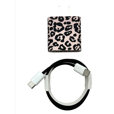 Olivia Pratt Printed Wall Charger 20W USB-C to C Power Adapter with USB-C 3.3ft Nylon Cable Fast Charger