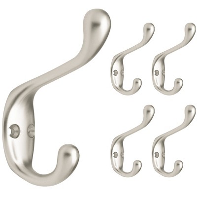 Franklin Brass 5pk 3" Heavy Duty Coat & Hat Decorative Hooks Nickel