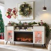 SinCiDo 70" Fireplace TV Stand, for 80" TV, w/ 36" Electric Fireplace, Remote Control, 3D Types of Flames & LED Lights, Slatted Sliding Doors,Drawers - 2 of 4