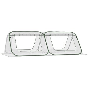 Outsunny Pop Up Greenhouse Mini Warm House with Roll Up Doors and Portable Zipper Bag for Plants Outdoor, 95" x 47" x 30" - 1 of 4