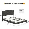 Bed Frame Upholstered Platform Bed with Adjustable Button Tufted & Nailhead Trim Headboard, Wood Slat Support, Noise-Free - 3 of 4