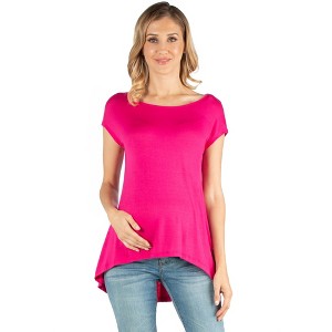 Maternity Scoop Neck High Low Top - 24seven Comfort Apparel™ - 1 of 4