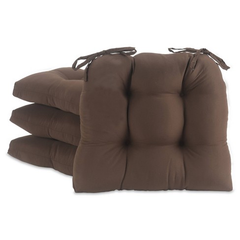 Chocolate Micro Fiber Chair Pads With Tie Backs set Of 4