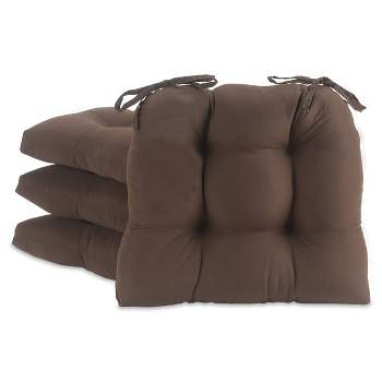 Chocolate Micro Fiber Chair Pads with Tie Backs (Set Of 4) - Essentials
