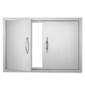 VEVOR BBQ Access Door, 30W x 21H Inch Double Outdoor Kitchen Door, Stainless Steel Flush Mount Door, Wall Vertical Door with Handles, Silver - 1 of 4