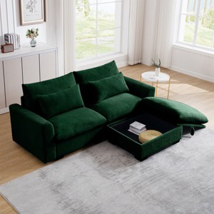 2 Seater Corduroy Sofa with Storage Ottoman, Modular Deep Seat Couch, 86.6" Living Room Sectional Sofa-3irtyhousy - 1 of 4