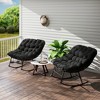 Outsunny Outdoor Rocking Chair Set of 2, Oversized Rocking Papasan Chairs with Cushions, Black - 3 of 4