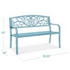 Best Choice Products Outdoor Steel Bench Garden Patio Porch Furniture w/ Floral Design Backrest - 2 of 4