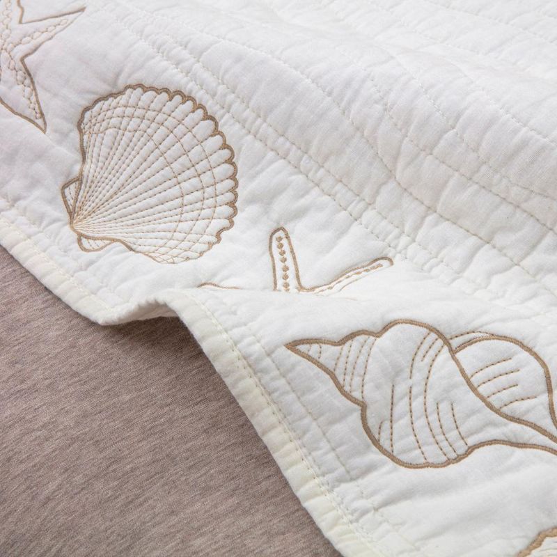 Greenland Home Fashions Coastal Seashell Bed Skirt 18" - Ivory Twin, 3 of 6
