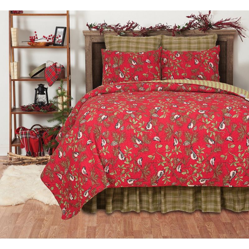C&F Home Chickadee Red Cotton Quilt Set  - Reversible and Machine Washable, 4 of 7