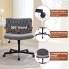 Criss Cross Chair with Wheels, Wide Seat Home Office Desk Chair, Armless Swivel Makeup Vanity Chair, Computer Task Chair for Home Office, Grey - 4 of 4